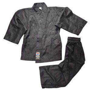 Black Martial Arts Uniform Karate Kids Toddler Size XS / S Pants Shirt Approxima